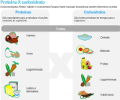 cone de infogrfico sobre protenas e carboidratos: consumo dirio